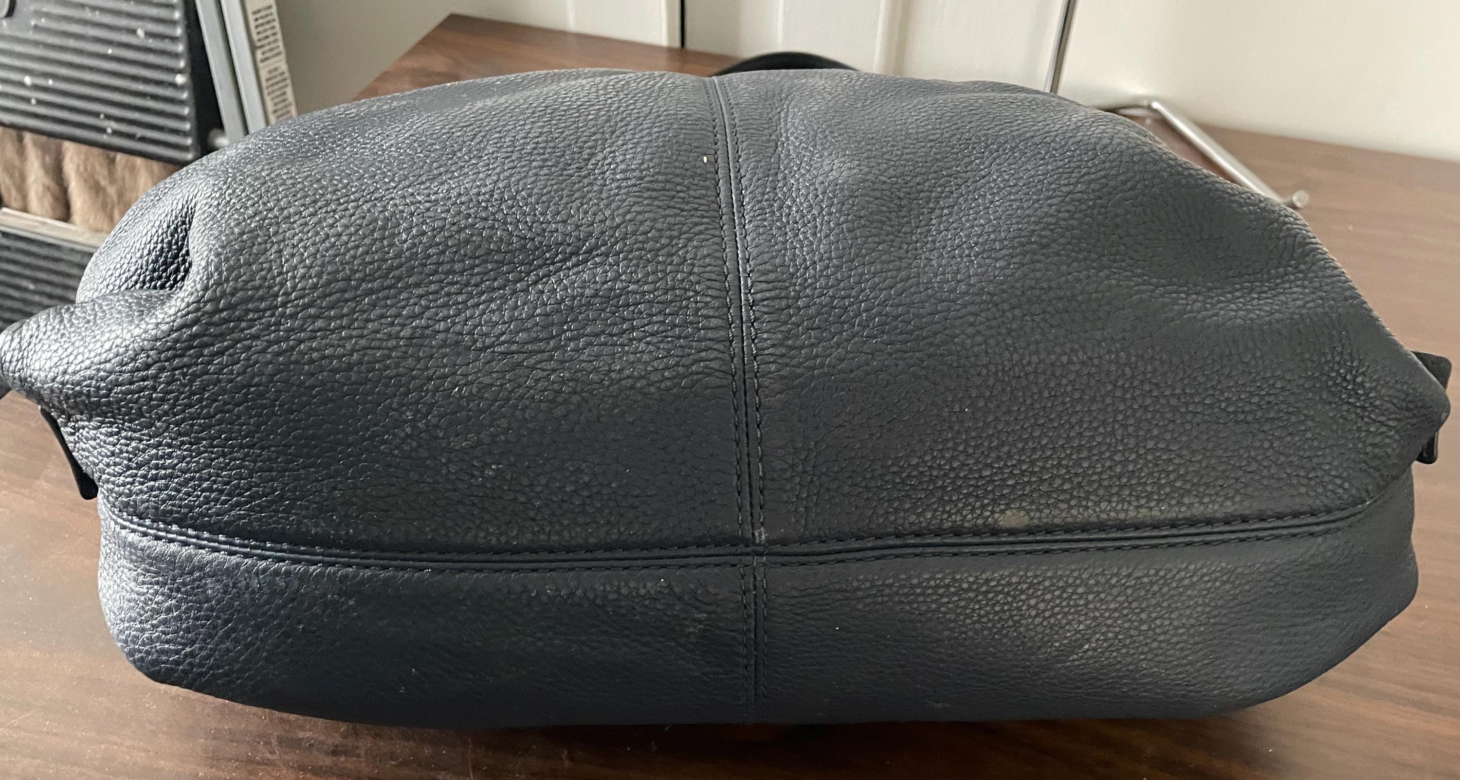 Vintage Genuine Navy Blue Leather Michael Kors Purse Shoulder Bag Double Handle
