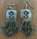 Unique Native American Sterling Silver Beaded Dangle Earrings Signed JC