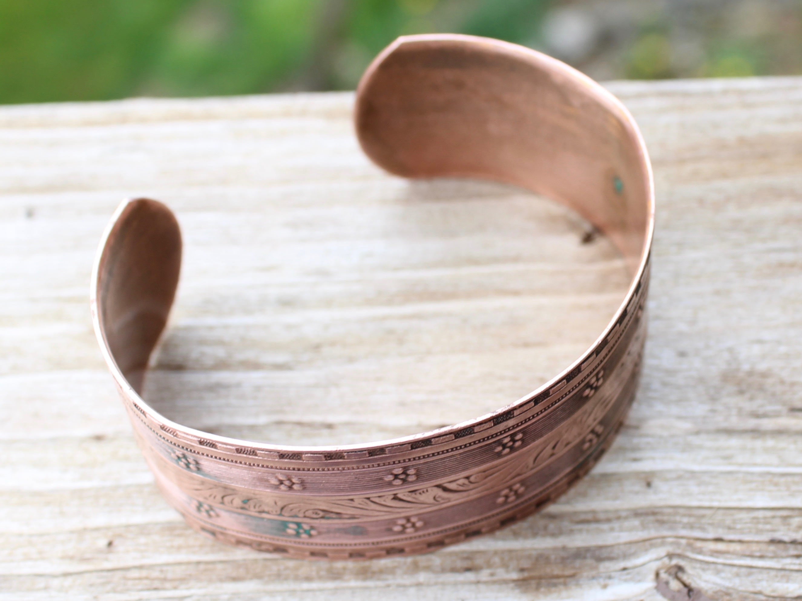 Ornate Vintage Wide 100% Copper Cuff Bracelet