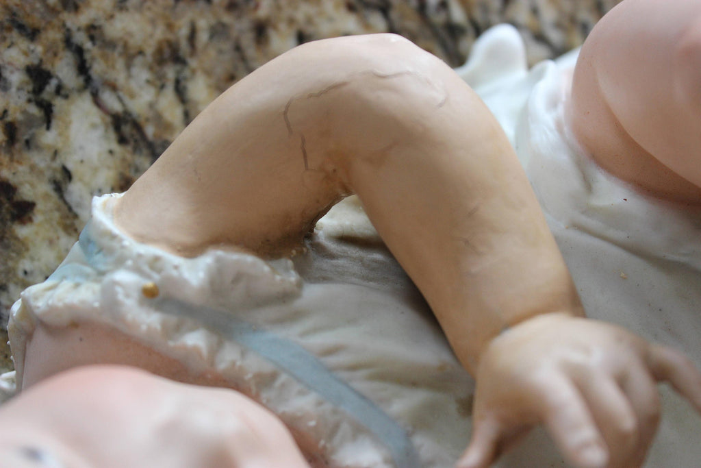 HUGE 12" Antique German Bisque Heubach Baby Stewart Piano Figurine Victorian Rare!!