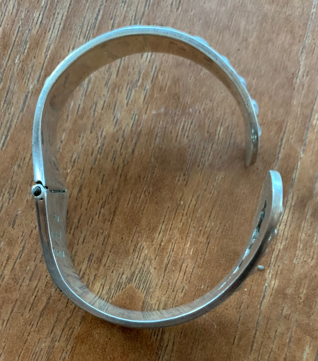 Vintage Taxco Mexico Sterling Silver Hinged  Bracelet