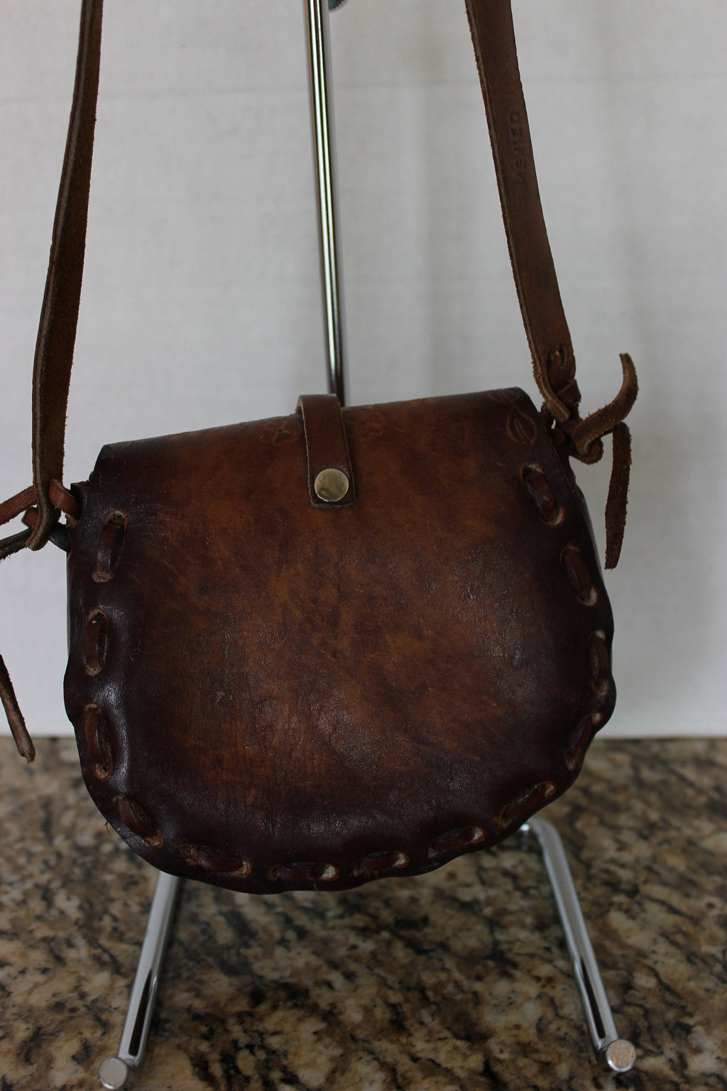 Small Children's Vintage Hand Tooled Leather 1960's BOHO Hippy Purse