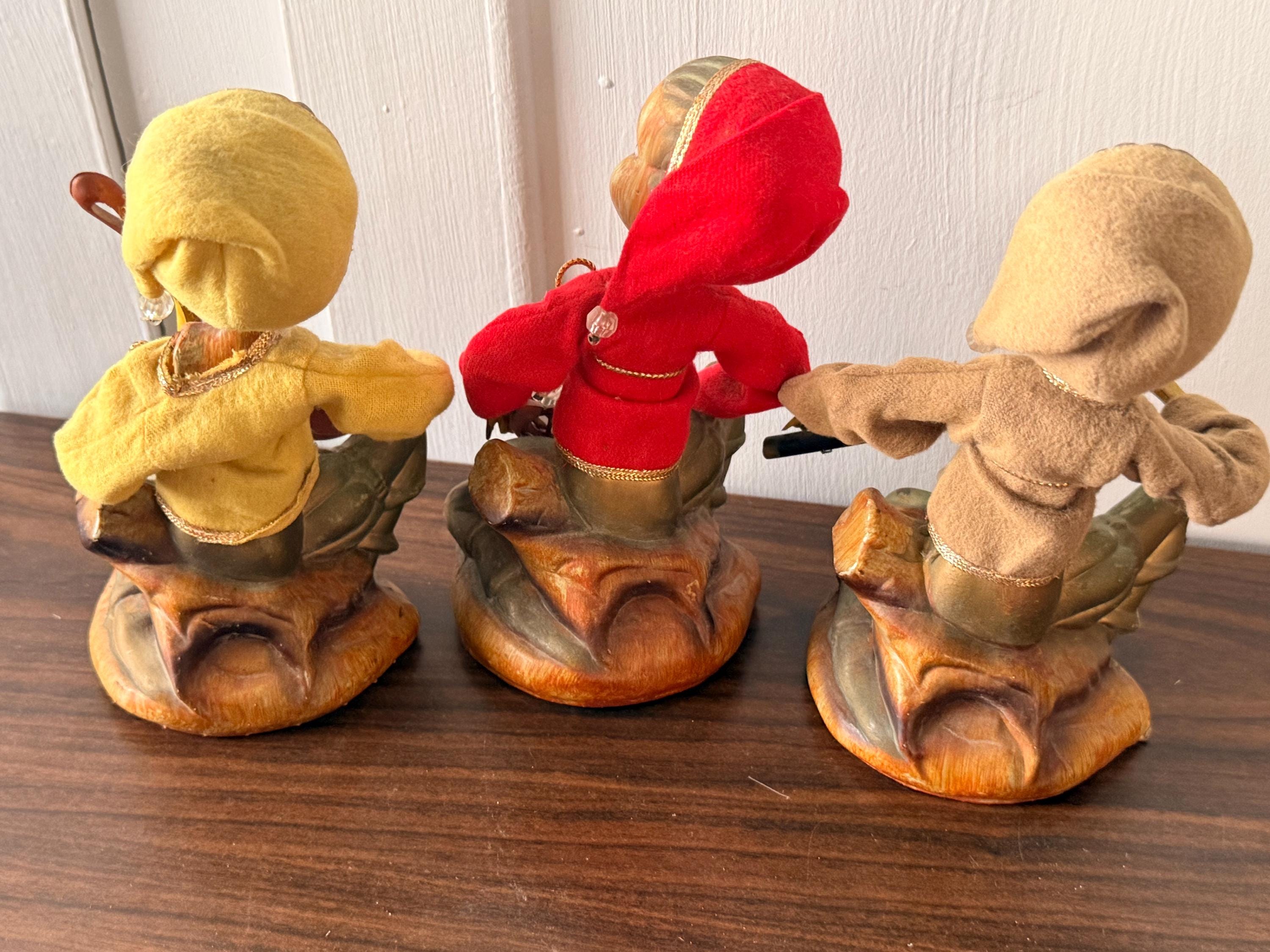 Vintage 1960's  Set of 3 Tilso Golden Fantasy Elf Pixie MCM Figurines