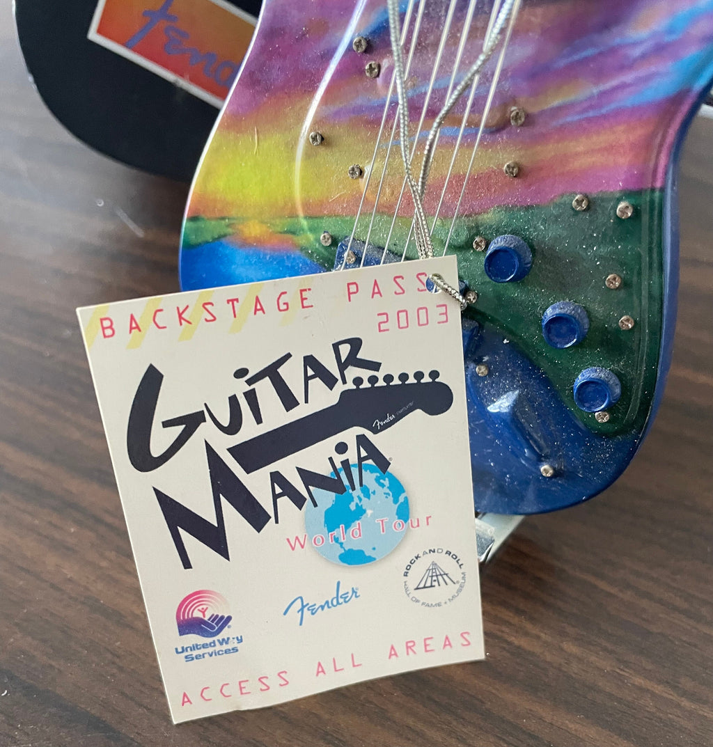 Hard to Find 2003 Guitar Mania Miniature Fender Stratocaster in Cast Moments in Time Peace With Tag