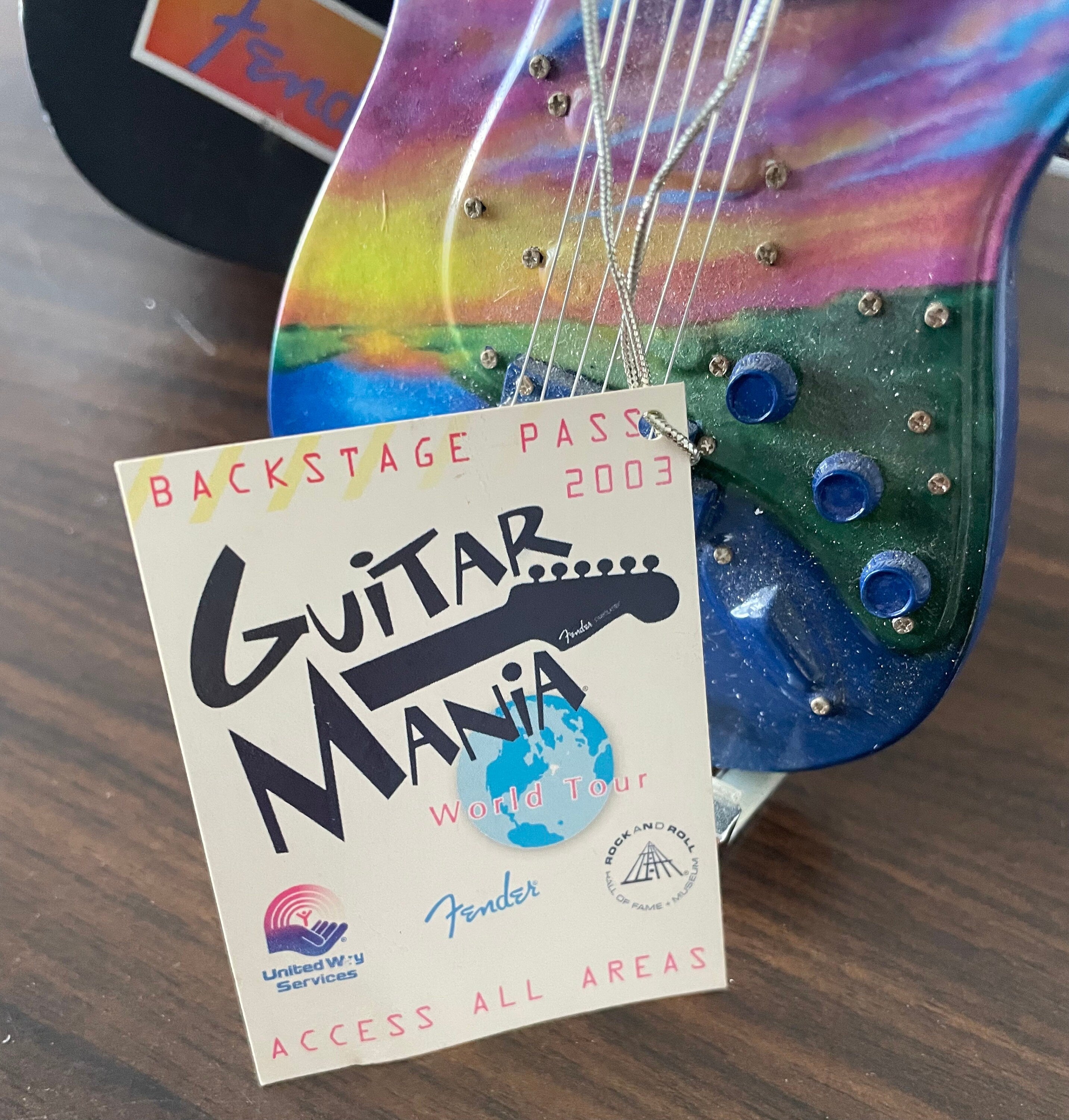 Hard to Find 2003 Guitar Mania Miniature Fender Stratocaster in Cast Moments in Time Peace With Tag