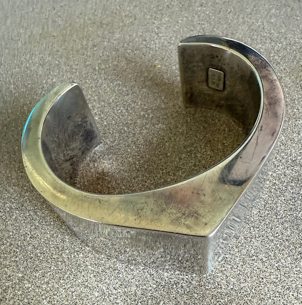 Beautiful Modernist Mid Century Sterling Silver 925 Cuff Bracelet Made in Italy M