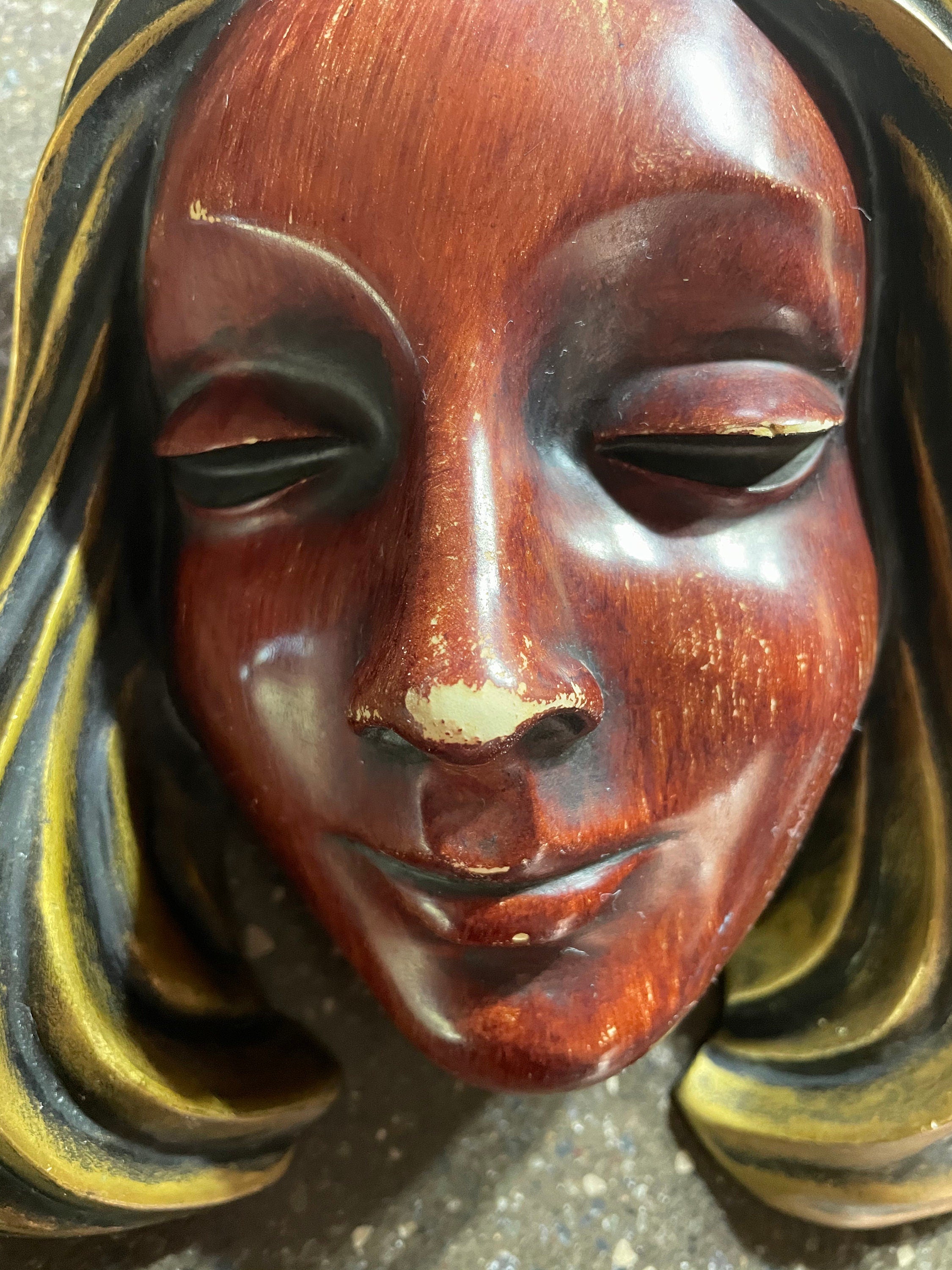 Unique Vintage Achatit Ladies Head Wall Sculpture with Original Tag