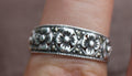 Vintage Jewelry Petite Sterling Silver Sculpted Flower Band  Ring Size 7 1/2