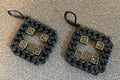 Beautiful Vintage Heidi Klum Dangle Pierced Earrings Black Chain Metal with Stones