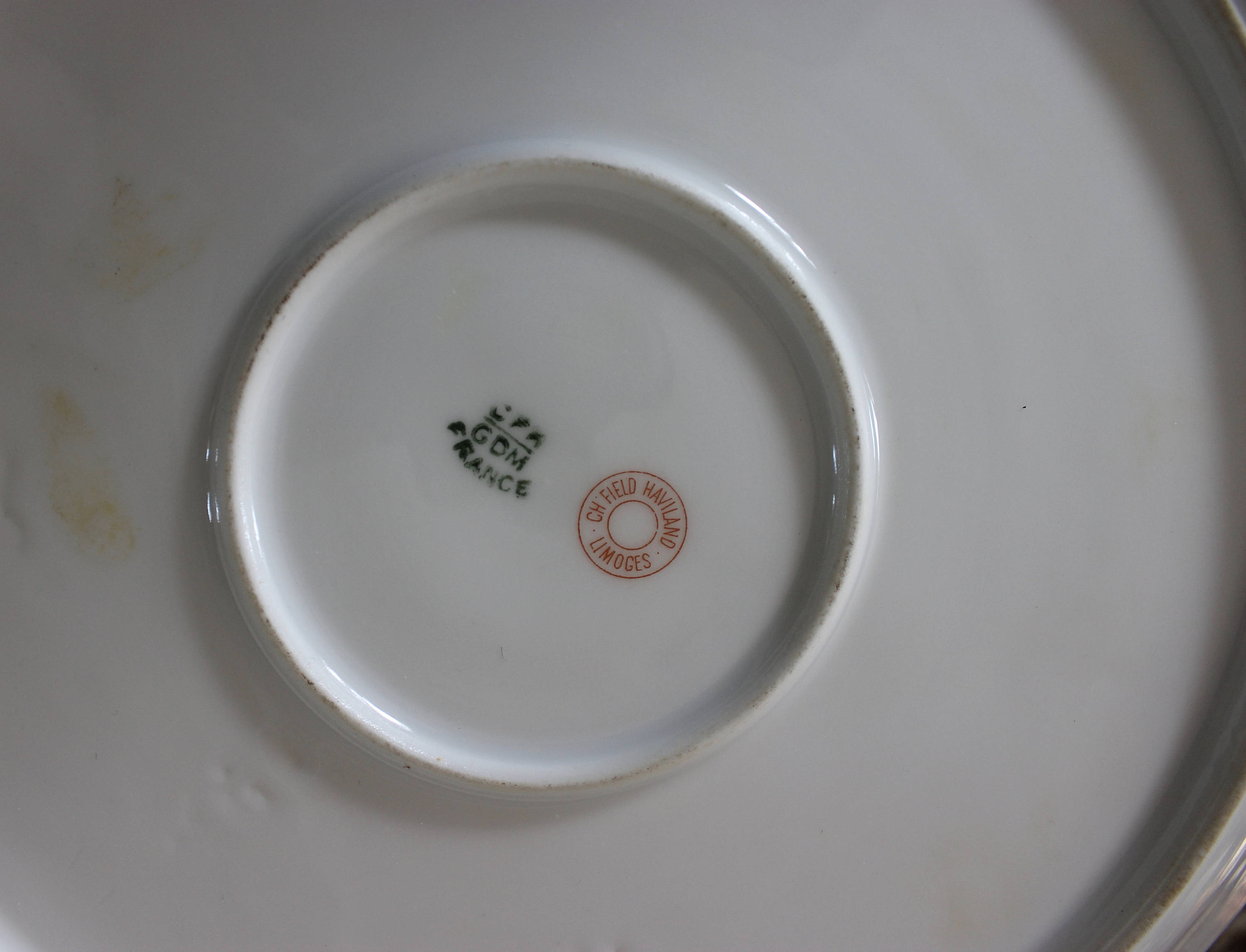 Large Antique Haviland Limoges CFM GDM France Periwinkle and Poppies Serving Dish Gold Trim