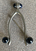 Vintage Sterling Silver and Sapphire Blue Glass Horse Shoe Brooch Pin