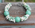 Unique Green Jade and Fresh Water Pearl Bracelet