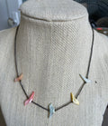 Vintage Sterling Silver Beaded Abalone Carved Birds Fetish Necklace