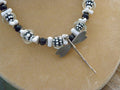 Beautiful Black and White Murano Glass Beads with Sterling Dragonfly Necklace  Artist Design