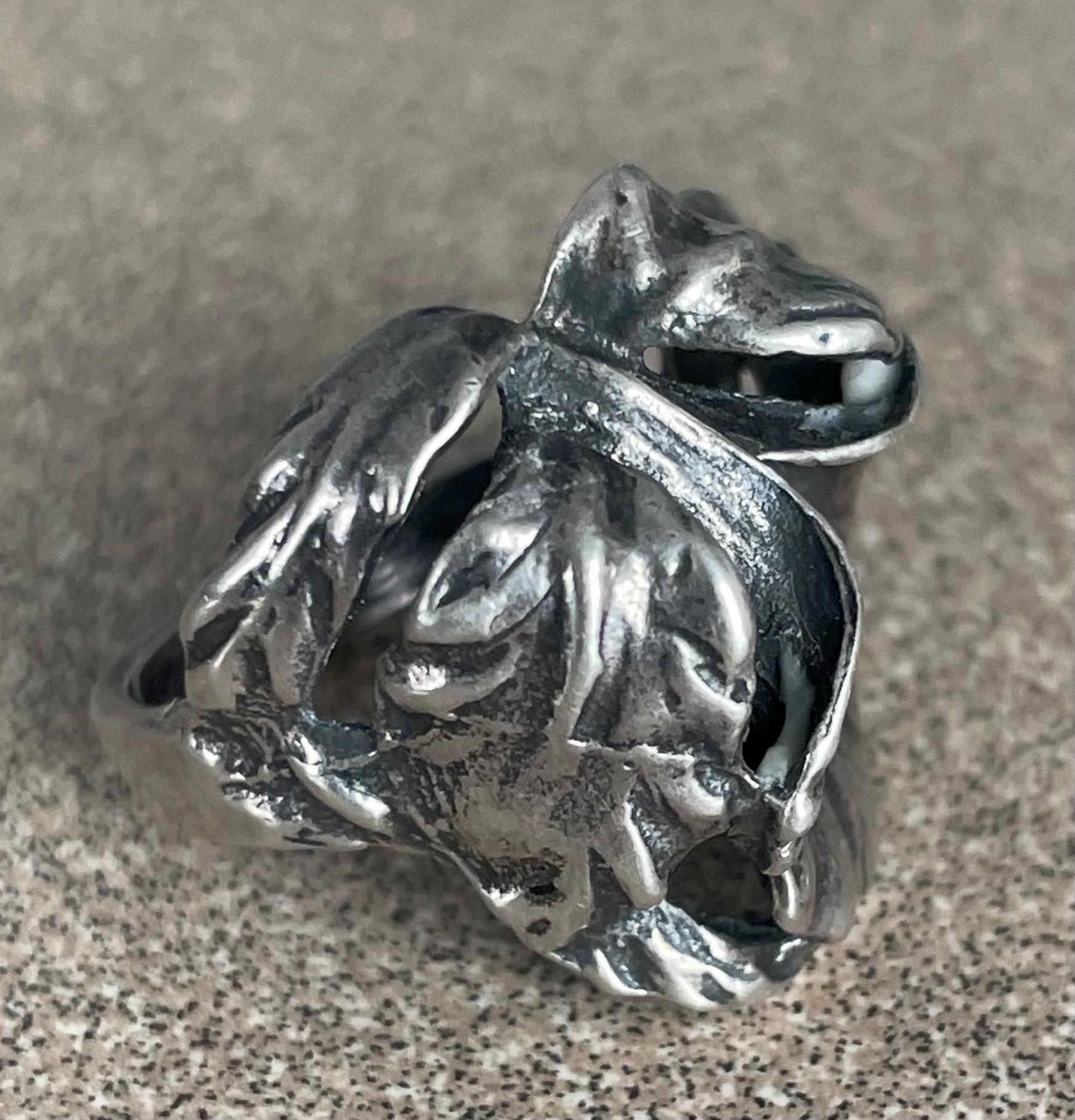 Unique Vintage Ladies Flower Floral Sterling Silver Floral Pattern Ring Size 6 3/4