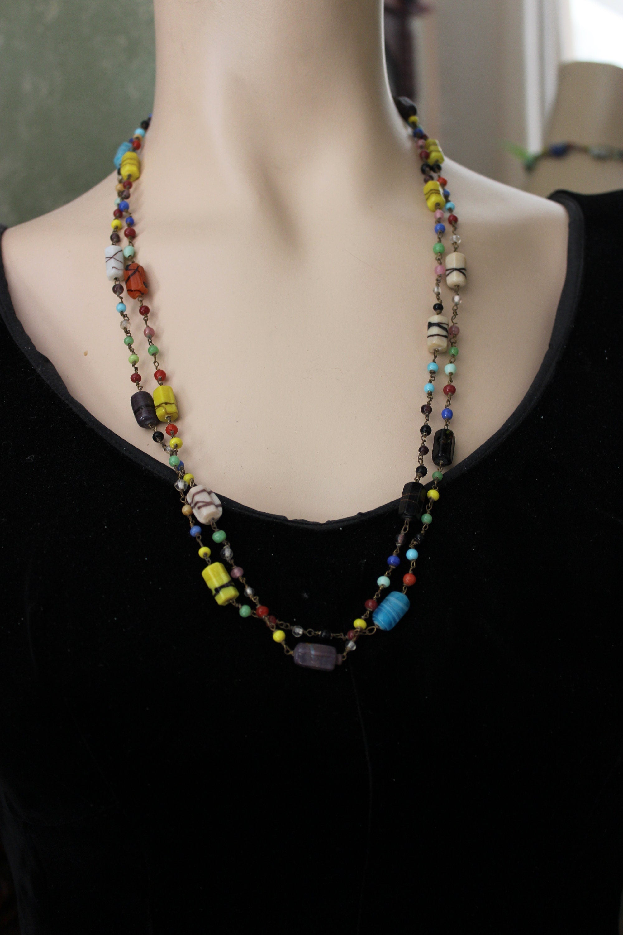 Vintage Multi Color Venetian Millefiori Necklace Murano Glass Italian