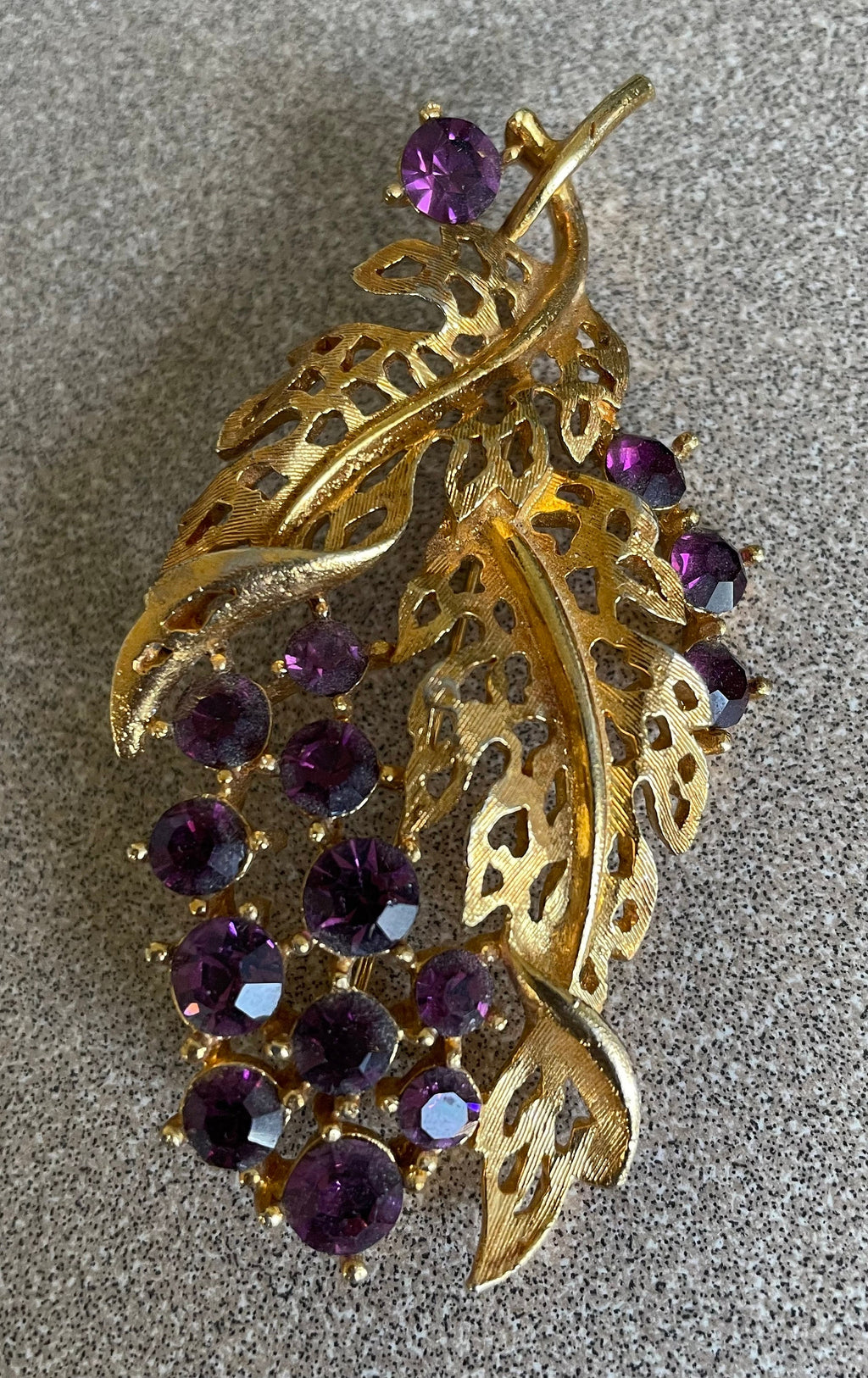 Vintage Cluster of Grapes Rhinestone Brooch Pin