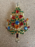 Beautiful Signed Warner Rhinestone Christmas Tree Brooch Pin