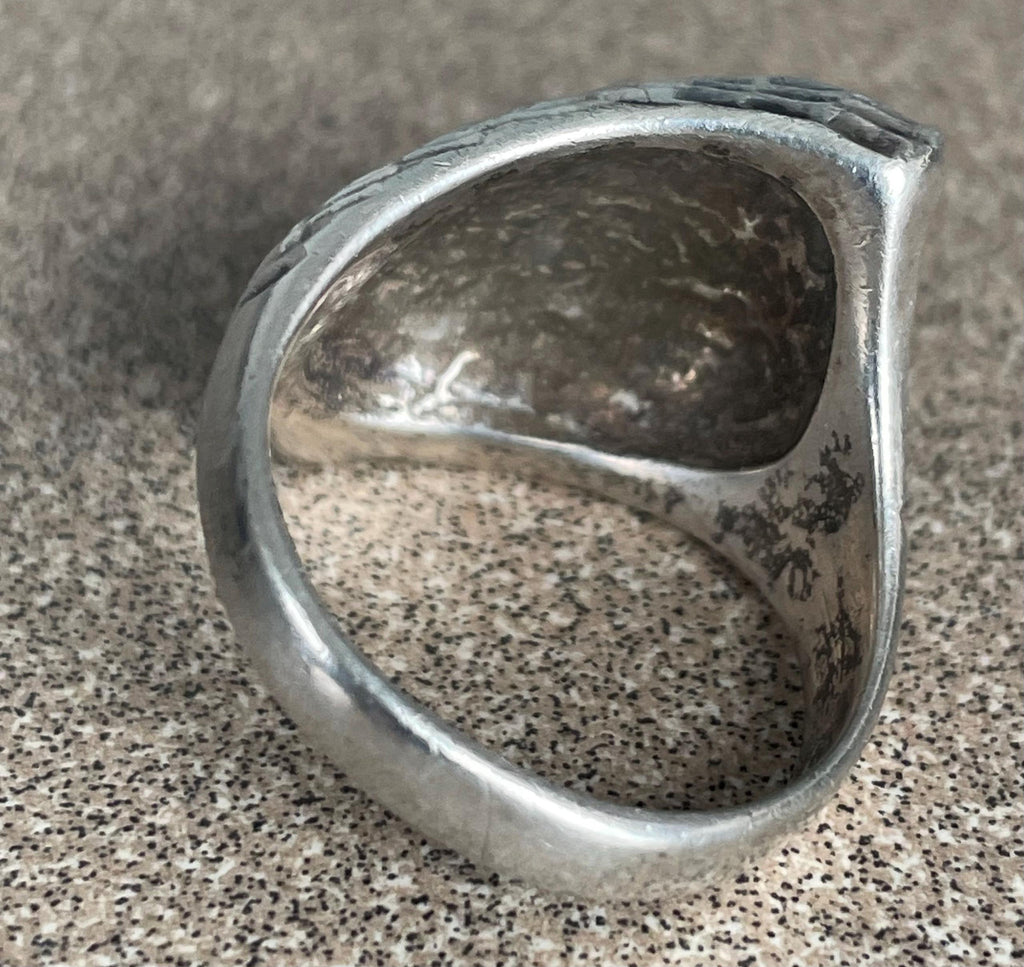 Unique Vintage Ladies Artist Signed Sterling Silver Modernist Ring Size 9