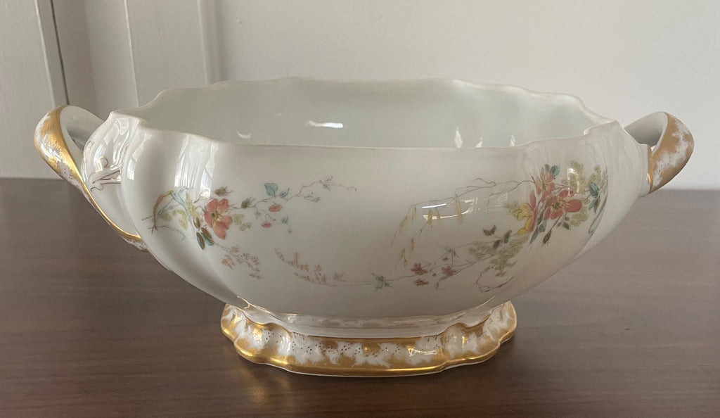 Floral Pattern Large Double Handled Haviland Limoges France Serving Bowl For Soup Fruit Hot Meals