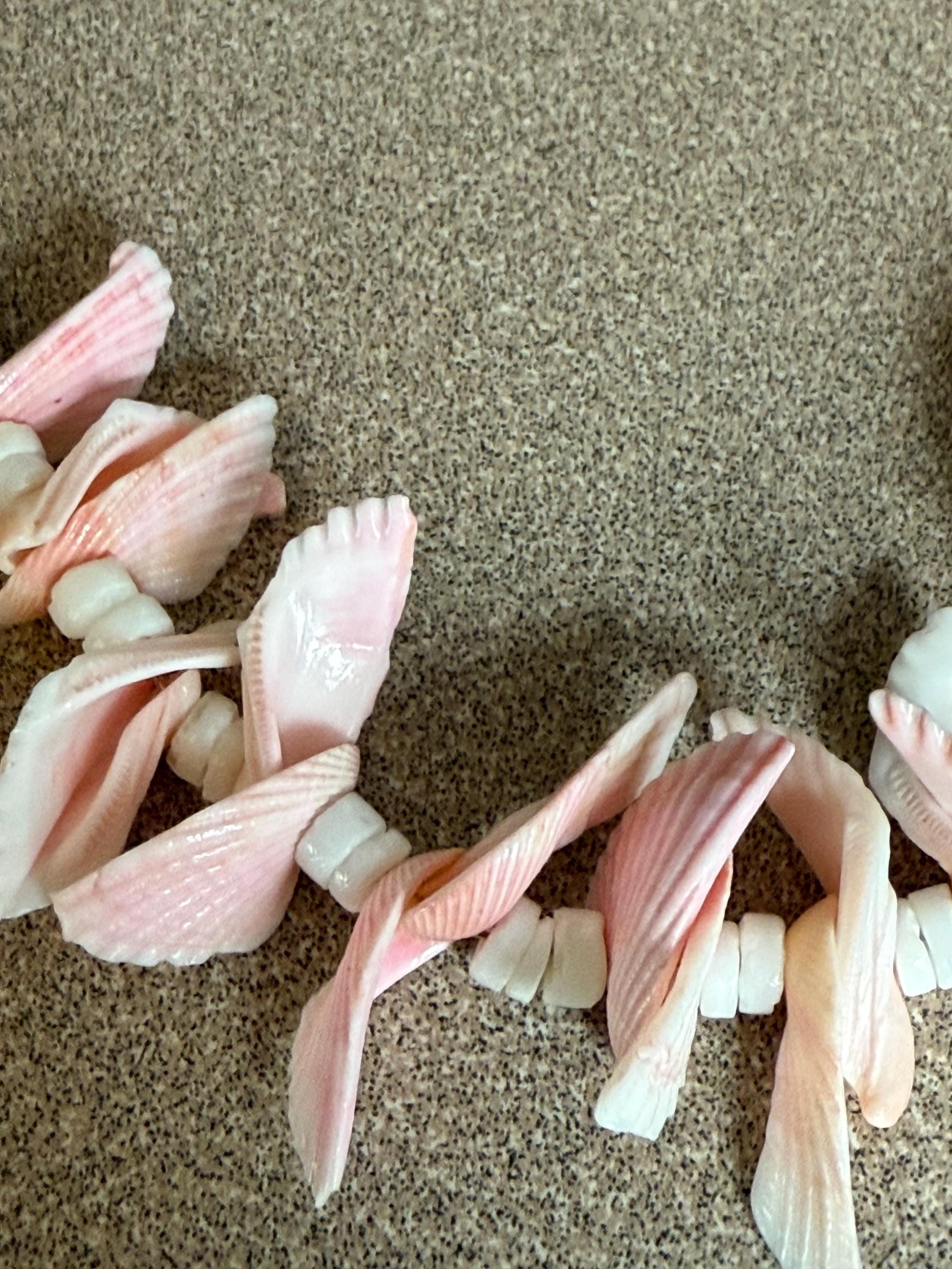 Vintage Pink and White Abalone Pink Shell and Puka Shell Necklace
