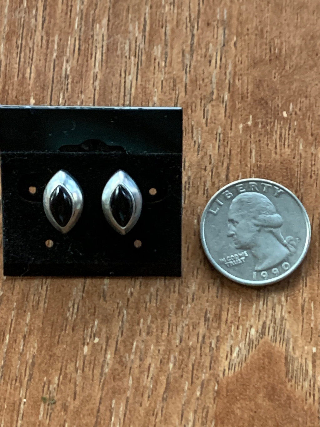Beautiful Petite Sterling Silver Black Onyx Post Earrings