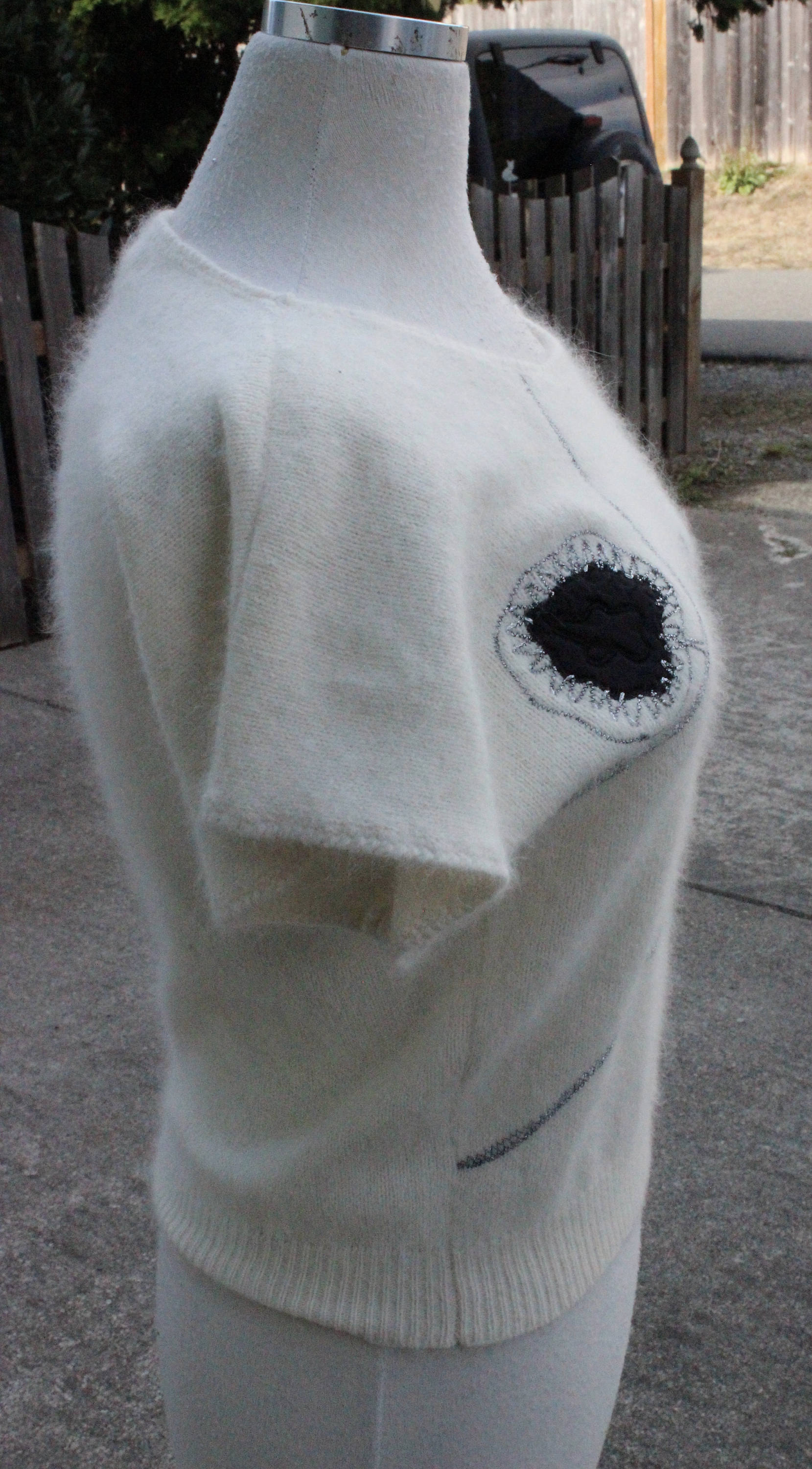 Vintage 80's Black and White Christian Dior Lambs wool Angora Sweater Size S