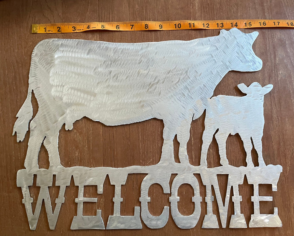 Handmade Metal/ Aluminum Country Cows "Welcome" Wall Hanging