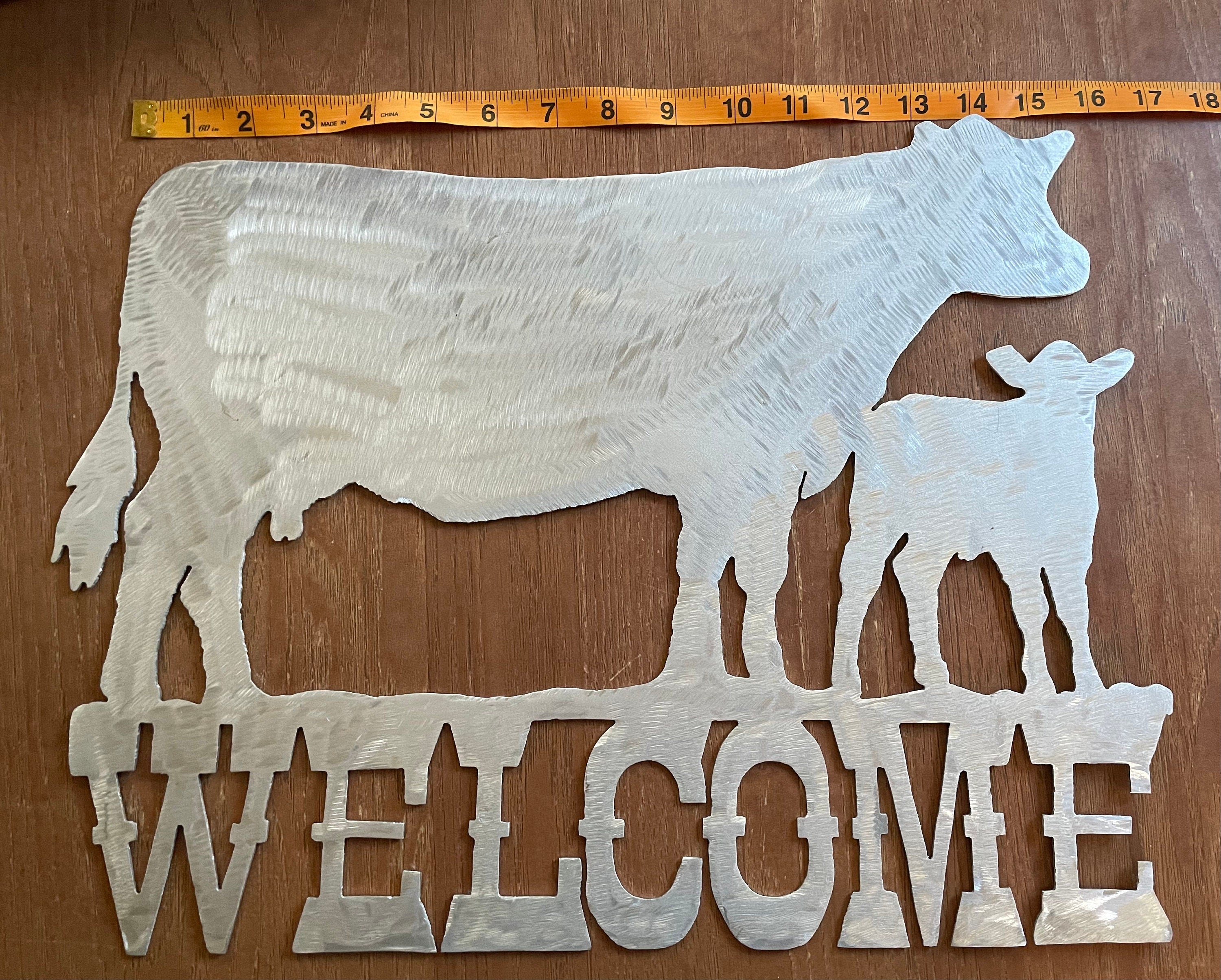 Handmade Metal/ Aluminum Country Cows "Welcome" Wall Hanging
