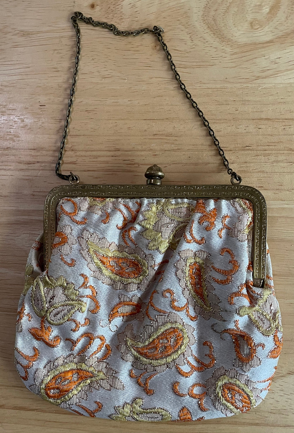 Beautiful 1940's Graceline Paisley Purse with Garnet Stones