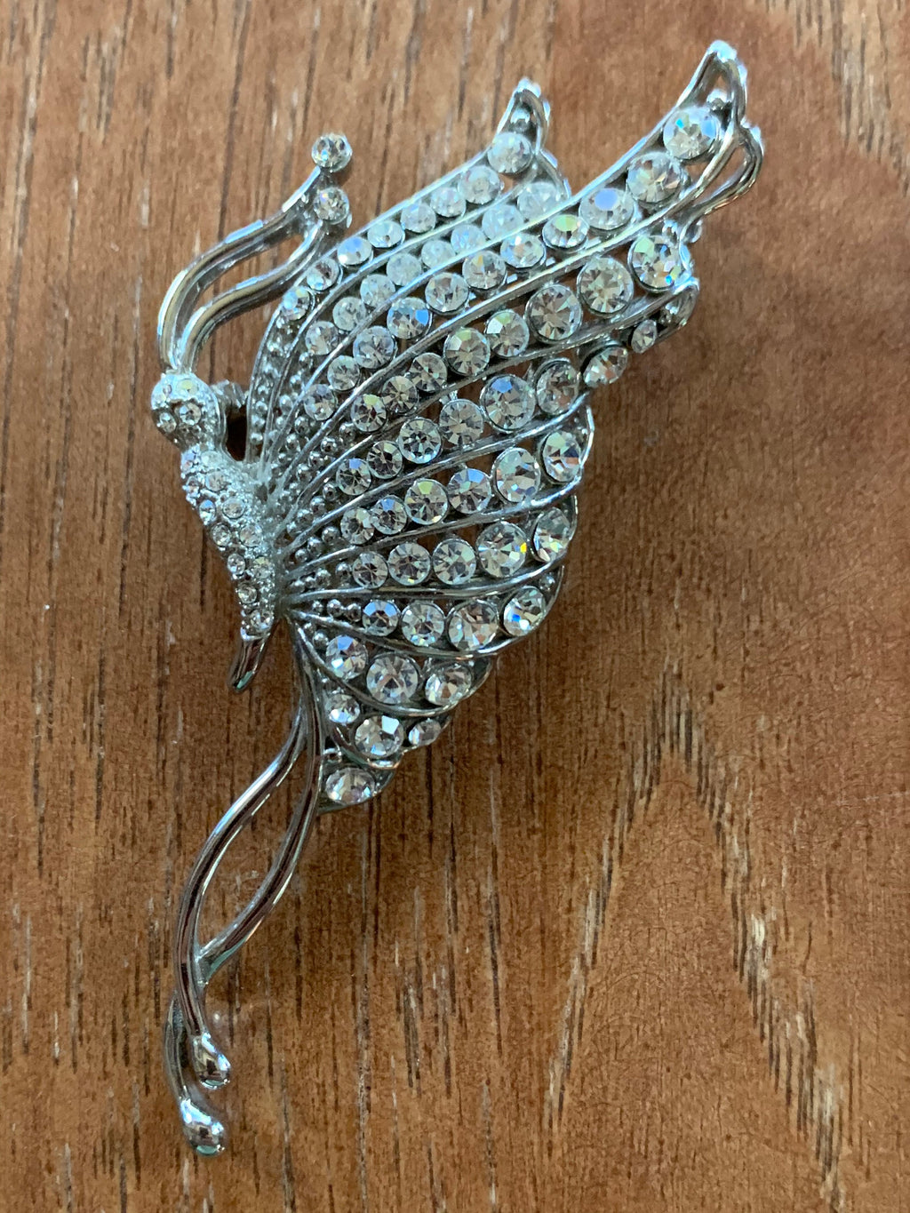 Stunning Large Rhinestone Butterfly Brooch Pin