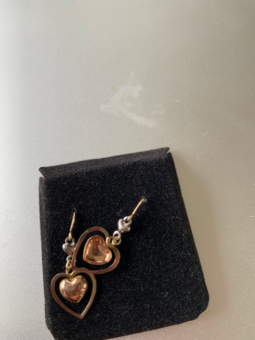 14k Gold Heart Dangle Earrings
