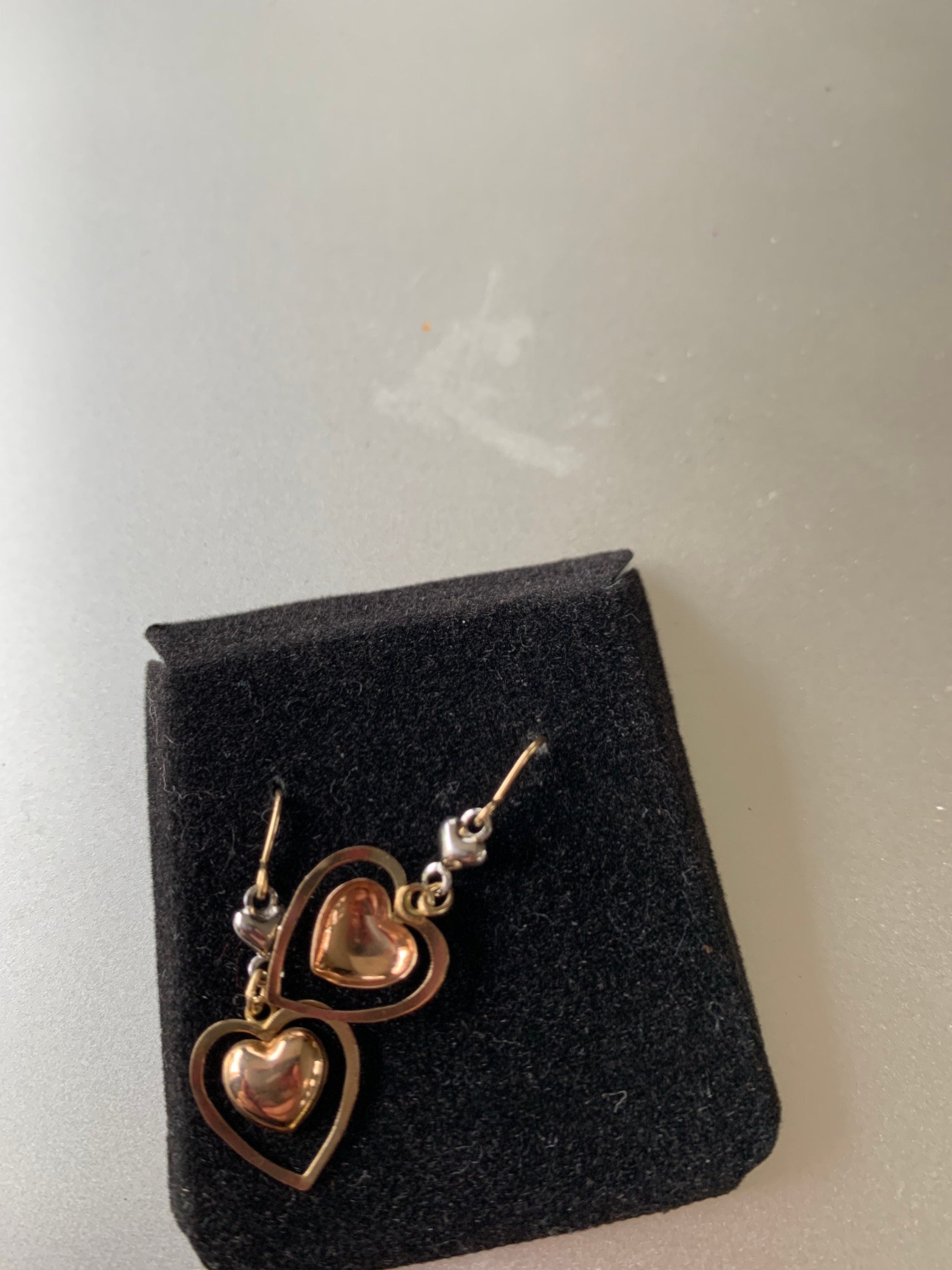 14k Gold Heart Dangle Earrings