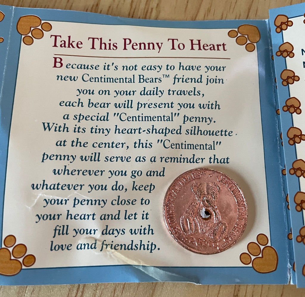 Enesco Centimental Bear "Jilly Bear"with Apron Figurine #116548
