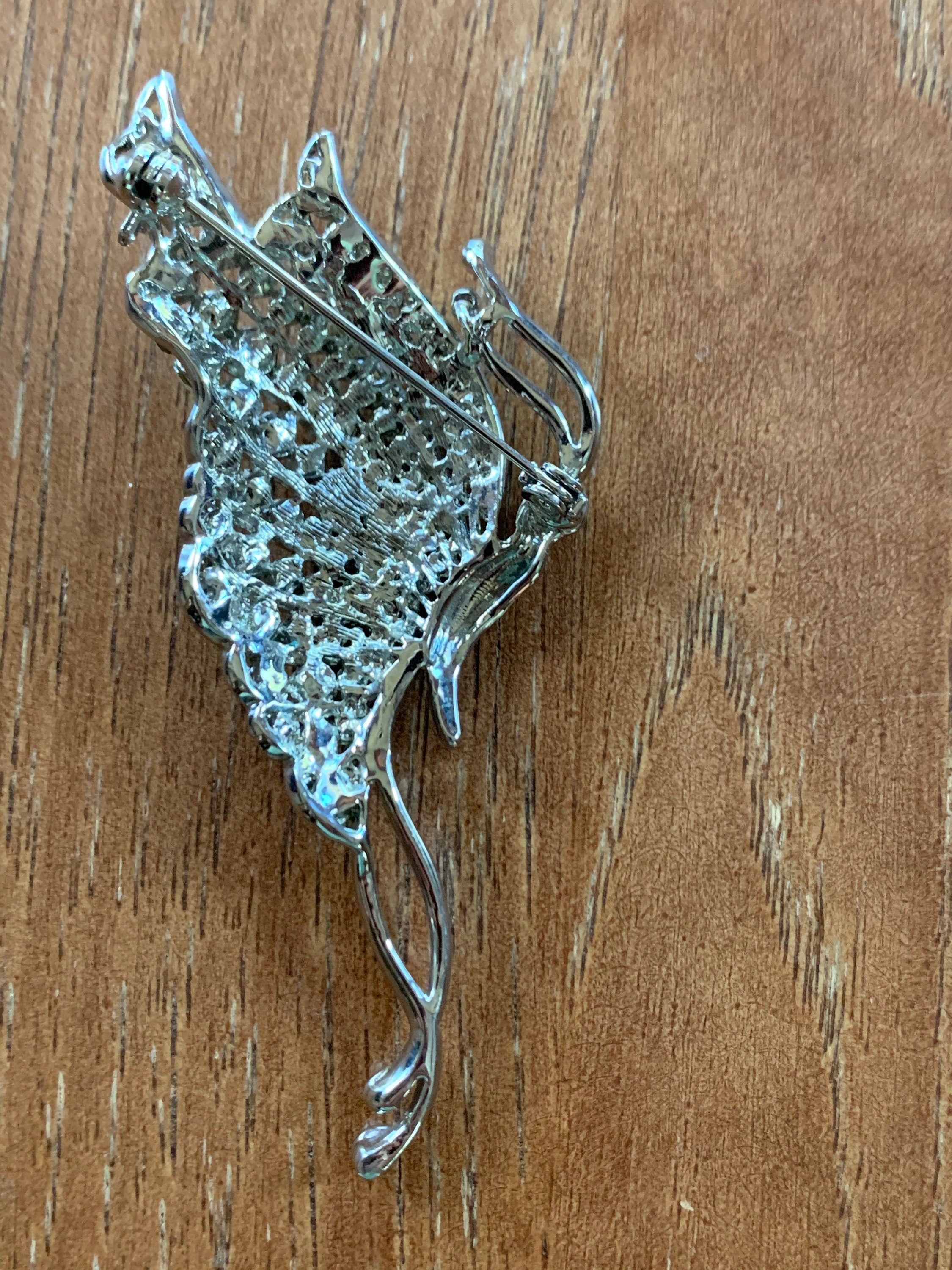 Stunning Large Rhinestone Butterfly Brooch Pin
