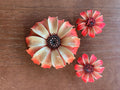 Vintage 1960's Enamel Daisy Pin with Matching Clip Earrings