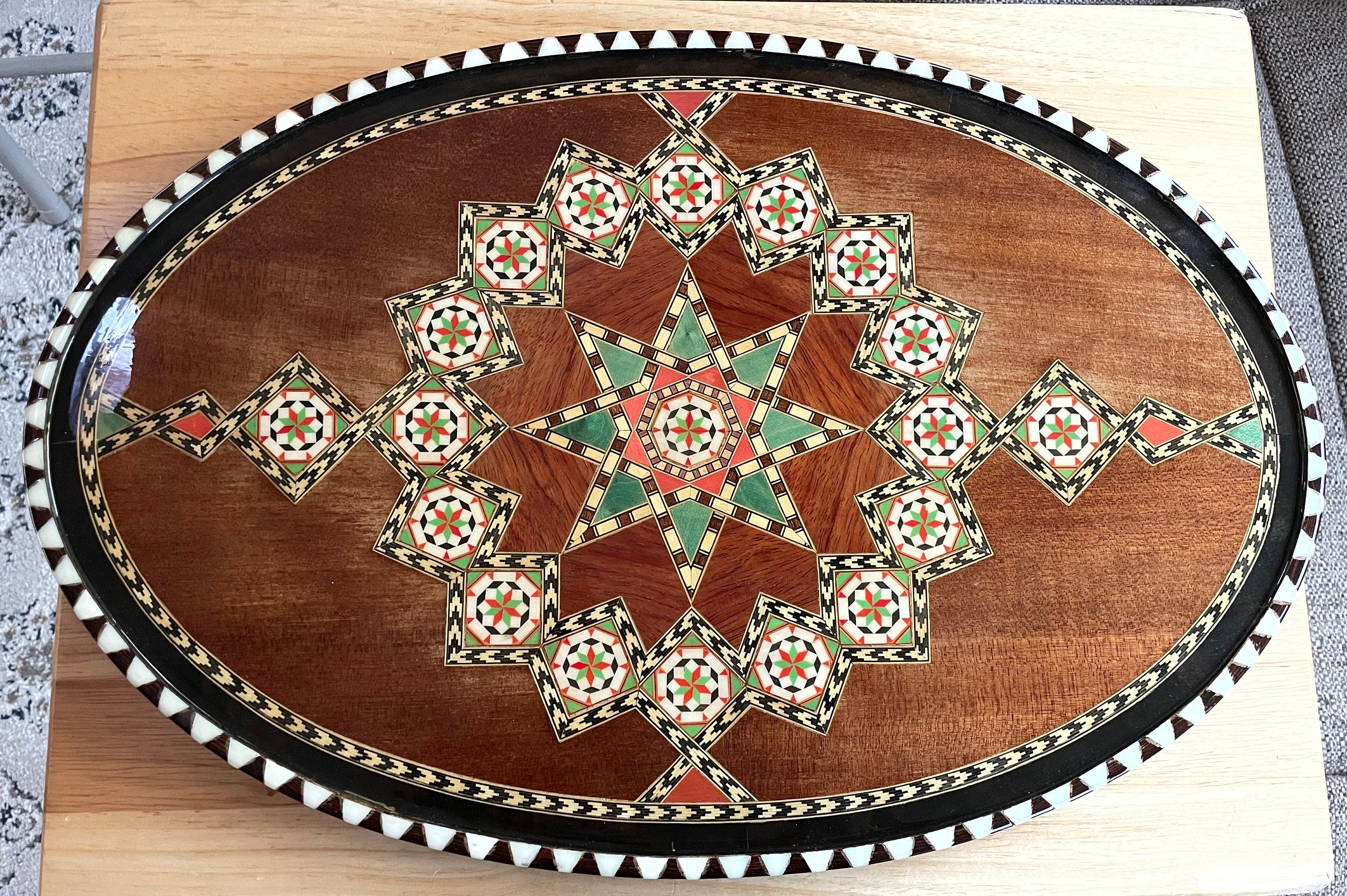 Rare Hard to Find Antonio Lopez Morilla Torremoinos Wood Inlay Serving Tray or Wall Hanging