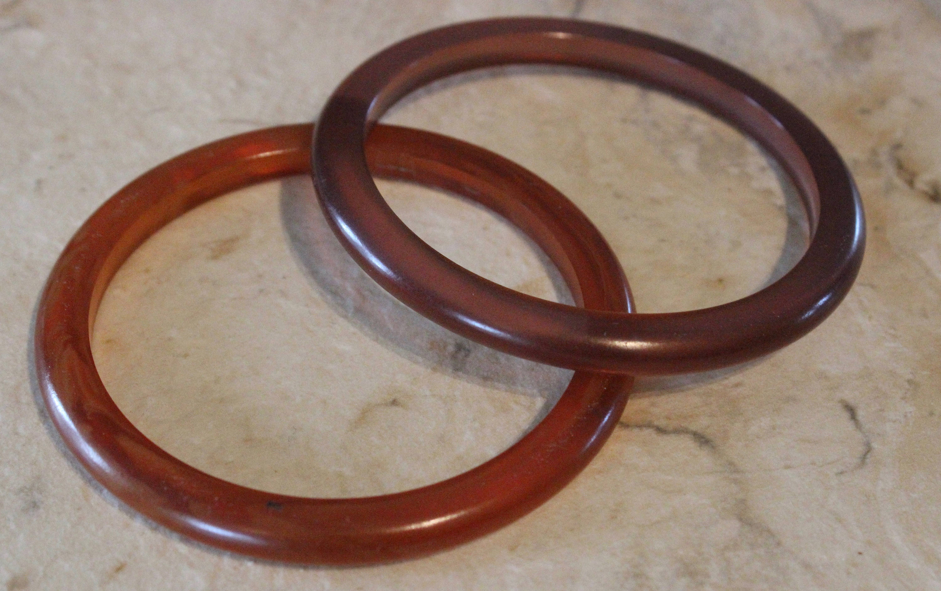 Vintage Tested Simichrome Bakelite Lot of 2 Bracelets Butterscotch and Grape Jelly