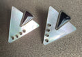 Unique Vintage Mother Of Pearl Sterling Silver Retro Earrings with Black Onyx Triangles