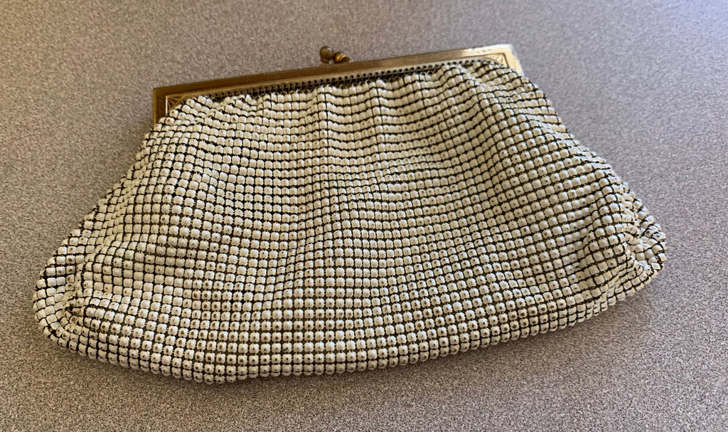 Antique Whiting Davis White Mesh Clutch Purse