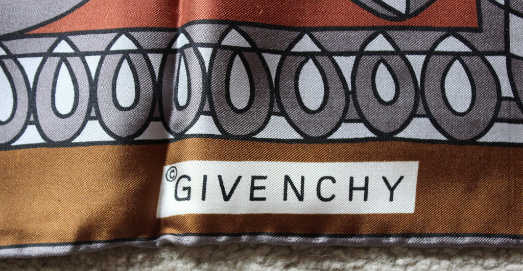 Stylish Vintage Designer "Givenchy" Block Freres 100% Silk Paisely Scarf 27" x 27"