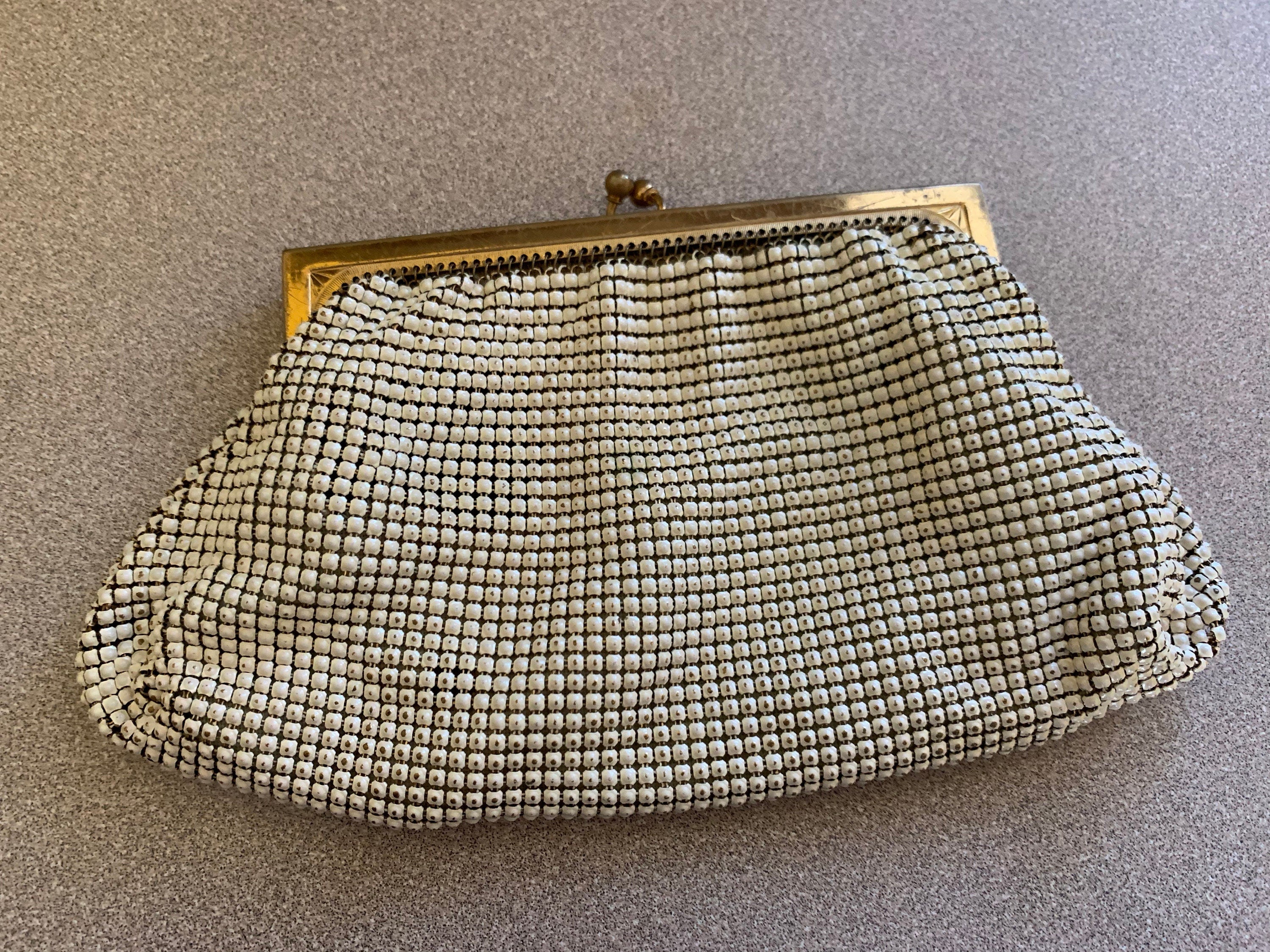 Antique Whiting Davis White Mesh Clutch Purse