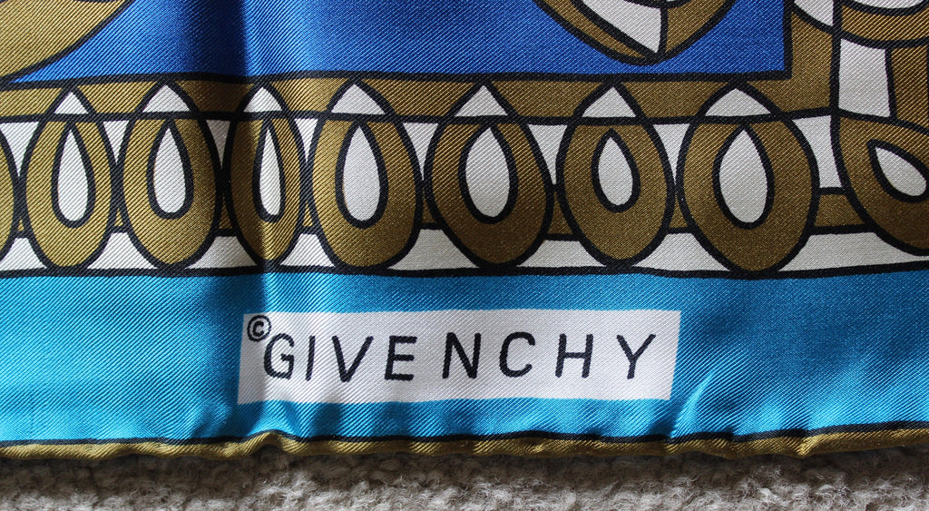 Stylish Vintage Designer "Givenchy" Block Freres 100% Silk Paisely Scarf 27" x 27"