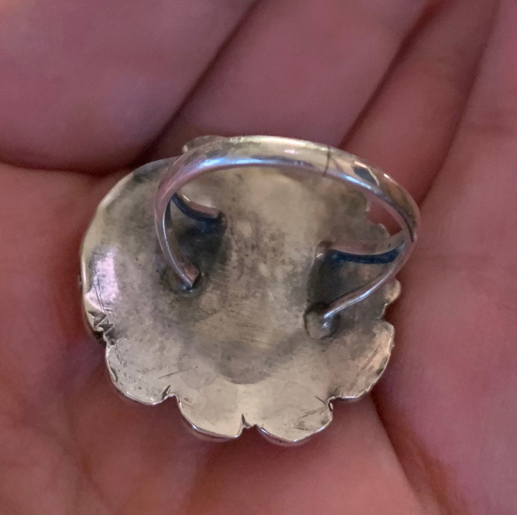 Beautiful Vintage Native American Pawn Silver Blue Turquoise Ring 7 1/2