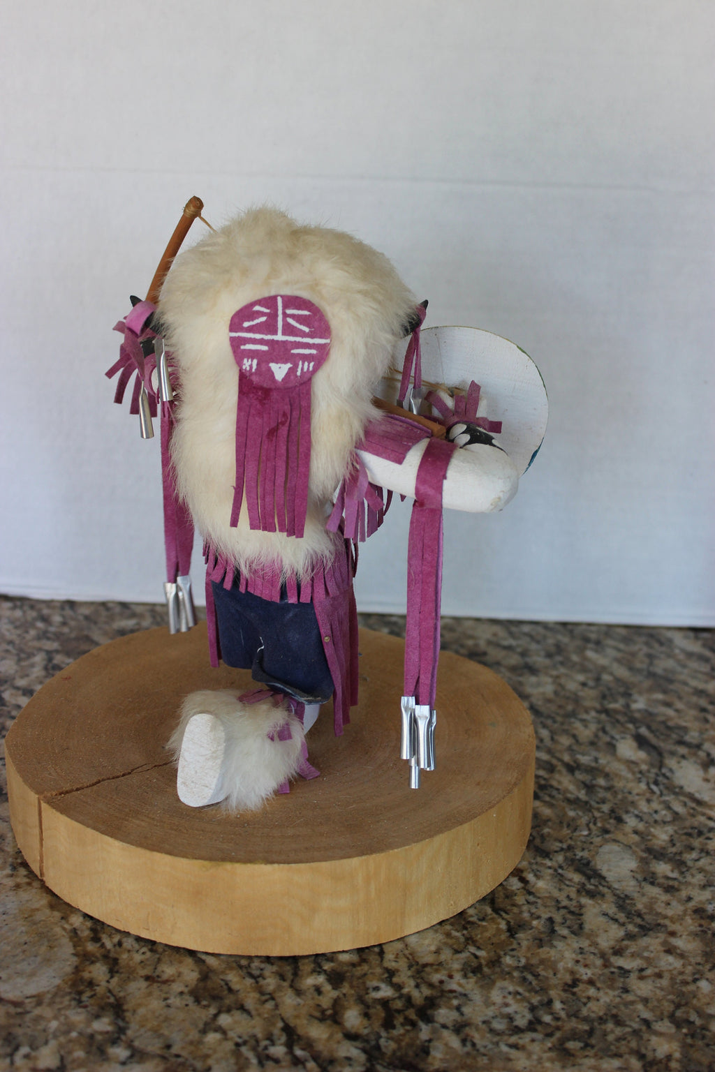 Large Vintage Artist Signed Navajo Made Kachina Doll Buffalo Warrior, Native American, Squash Blossom