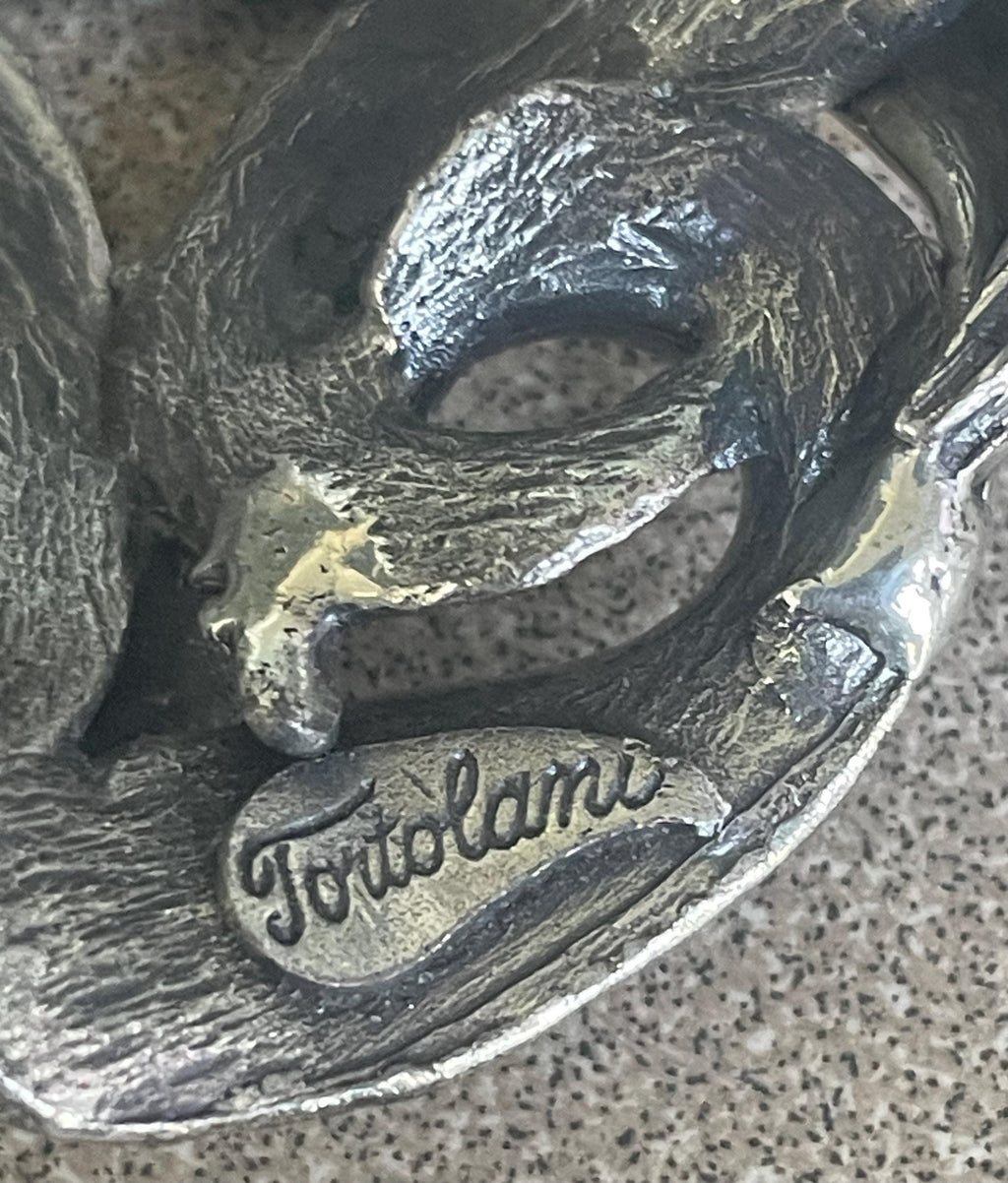 Beautiful Vintage Silver Tone Swirl Brooch Artist Signed Tortolani