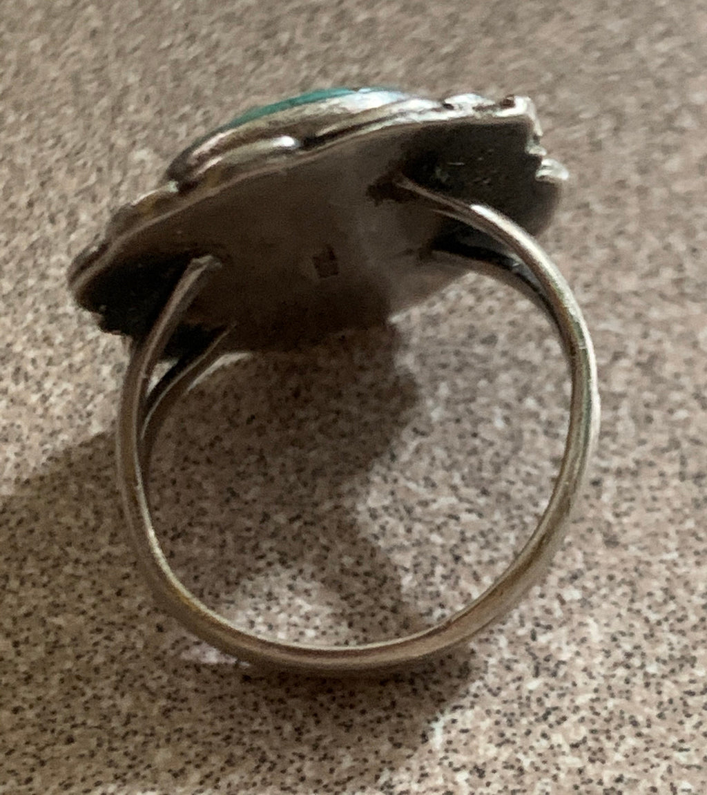 Vintage Native American Indian Turquoise Sterling Silver Ring Artist Signed