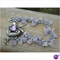 Sterling Silver with Dichroic Glass Cabochon Lavender Quartz Cute Bug Bracelet