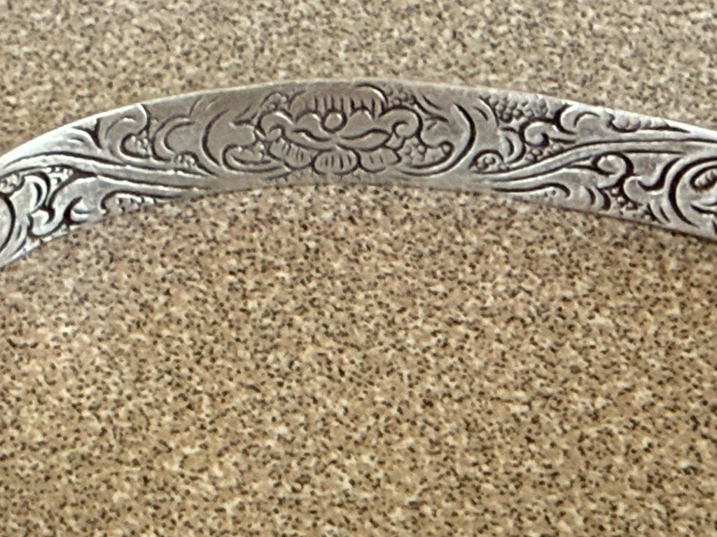 Signed Moti S Native American Made Sterling Silver Cuff Bracelet Floral Design Inside and Out