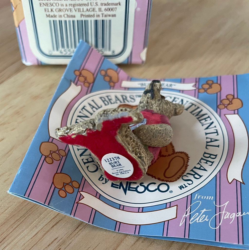Enesco Centimental Burt Bear with Red Shirt Figurine #122378